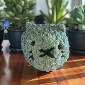 Crochet Teal Loaf Cat